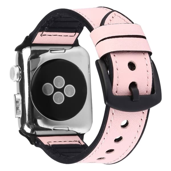 Apple Watch Series 5 44mm ægte læder silikone Urrem - Lyserød Pink