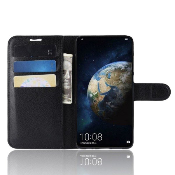 Huawei P30 litsi tuntuinen nahkainen flip Suojakotelo - Musta Black