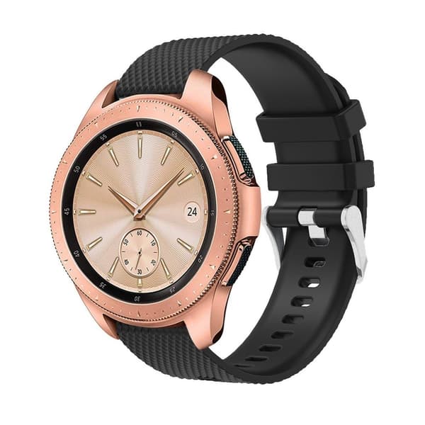 Samsung Galaxy Watch (42mm) erstatnings urrem i silikone med metalspænde - Sort Black