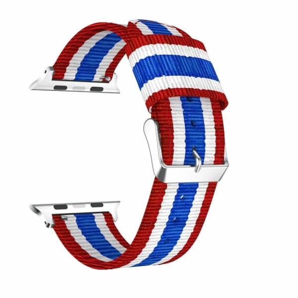Apple Watch Series 4 44mm klockarmband i randig stil - Röd / Vit / Blå multifärg