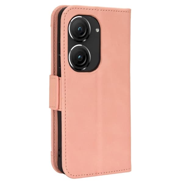 Stilfuldt Læder Etui med Pung til ASUS Zenfone 9 - Lyserød Pink