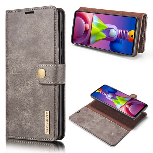 DG.MING Samsung Galaxy M51 2-in-1 lompakkokotelo - Harmaa Silver grey