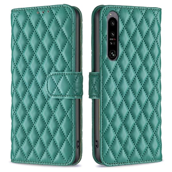 Rhombus mat Sony Xperia 1 VI flip etui - Grøn Green