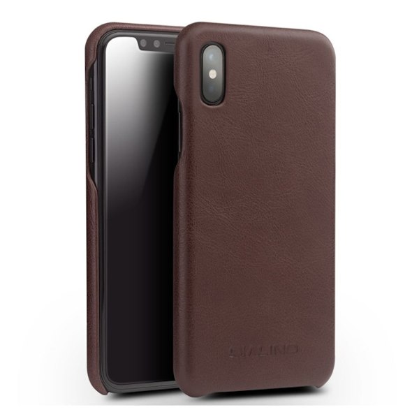 QIALINO iPhone X Läckert läder skal - Brun Brun
