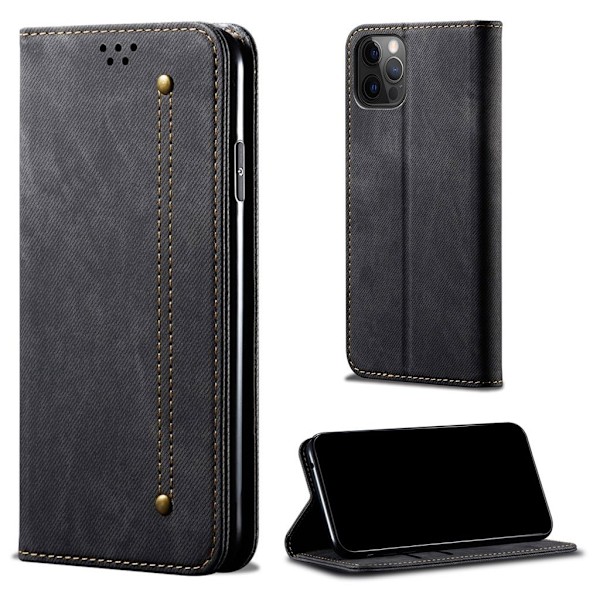 Jeans iPhone 13 Pro flip etui - Sort Black
