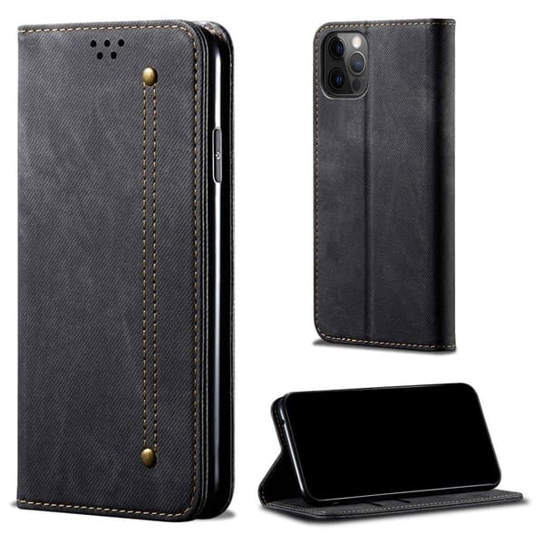Jeans iPhone 13 Pro flip etui - Svart Black