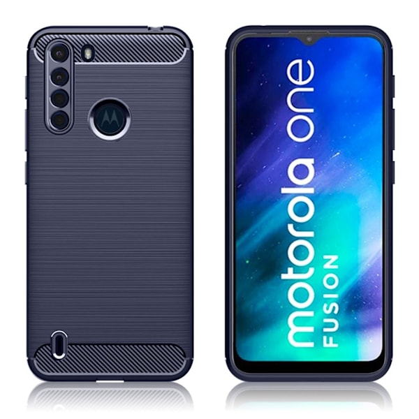 Carbon Flex Etui Motorola One Fusion - Blå Brown