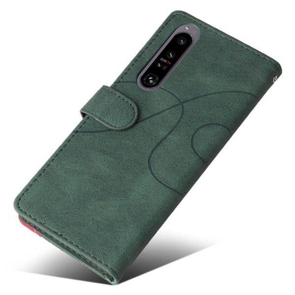 Textured Nahkakotelo With Strap For Sony Xperia 1 Iv - Vihreä Green
