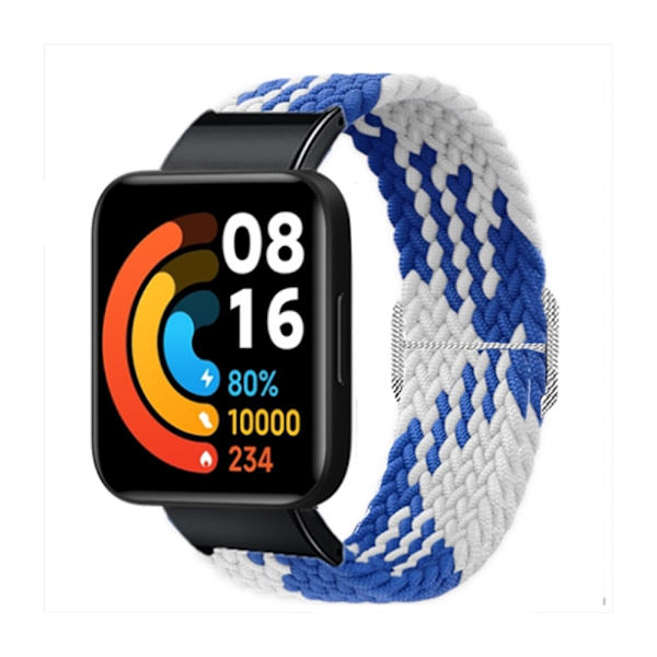 Xiaomi Redmi Watch 2 nylon elastisk klokkerem - Blå / Hvit Multicolor