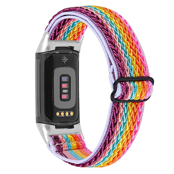 Fitbit Charge 5 elastisk nylon-urrem - Regnbue Multicolor