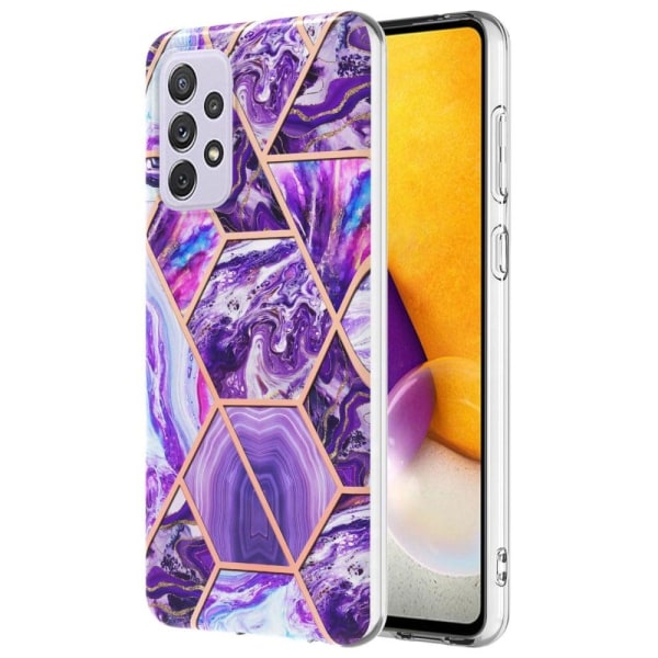 Marmormotiv Samsung Galaxy A73 skal - Mörklila Lila