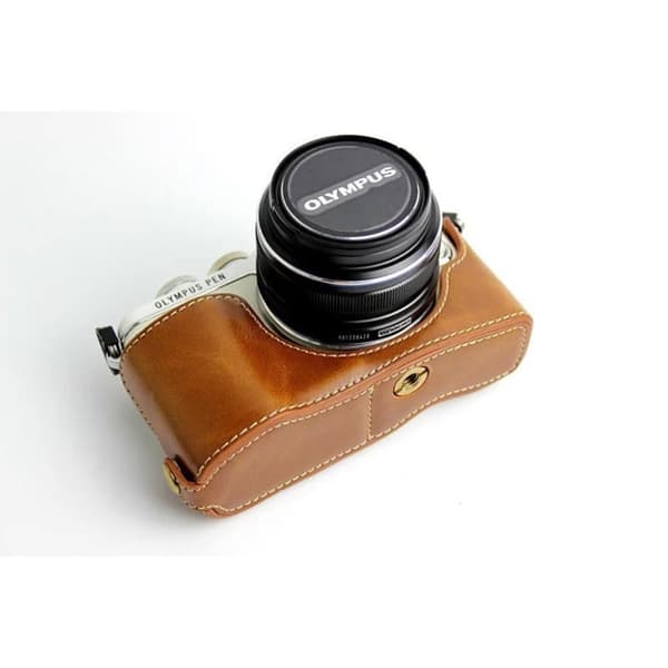 Olympus E-PL7 - E-PL8 - E-PL9 kameraskydd för underdelen syntetläder - Brun Brun