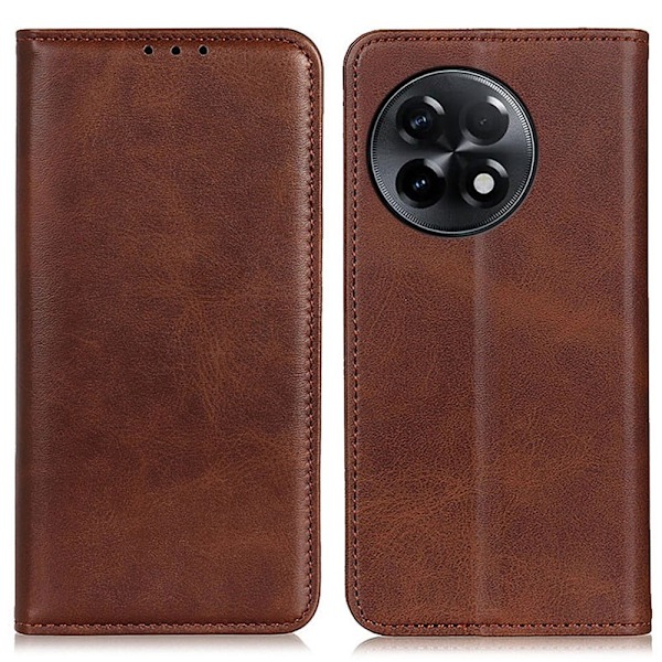 Lompakko-style Aitoa Nahkaa Läppäkotelo For OnePlus 11R / Ace 2 - Kahvi Brown