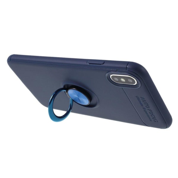 iPhone Xs Max mobilskal metall silikon ringhållare stående magne Blå