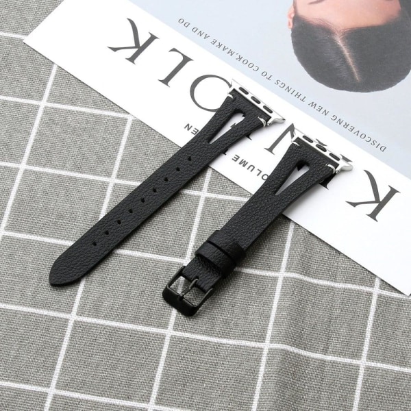 Apple Watch (45mm) Top Layer Koläder äkta Läder Klockarmband - S Svart