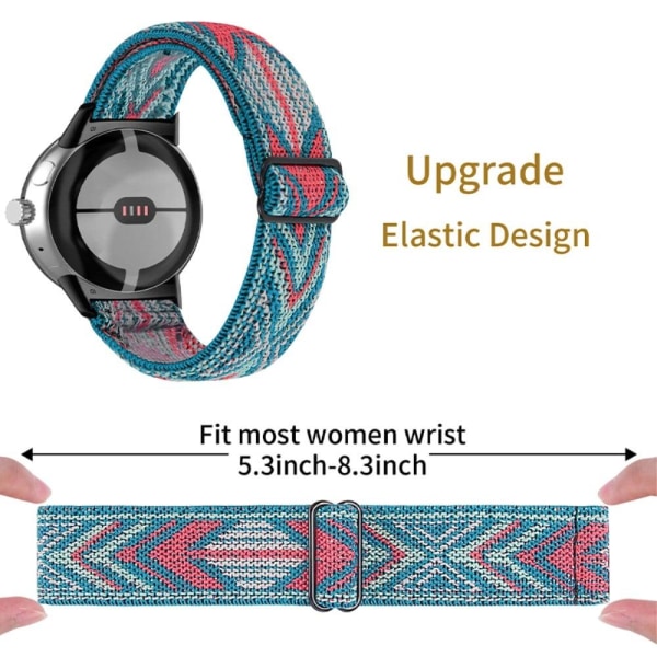 Google Pixel Watch elastic braided style watch strap - Green / R multifärg