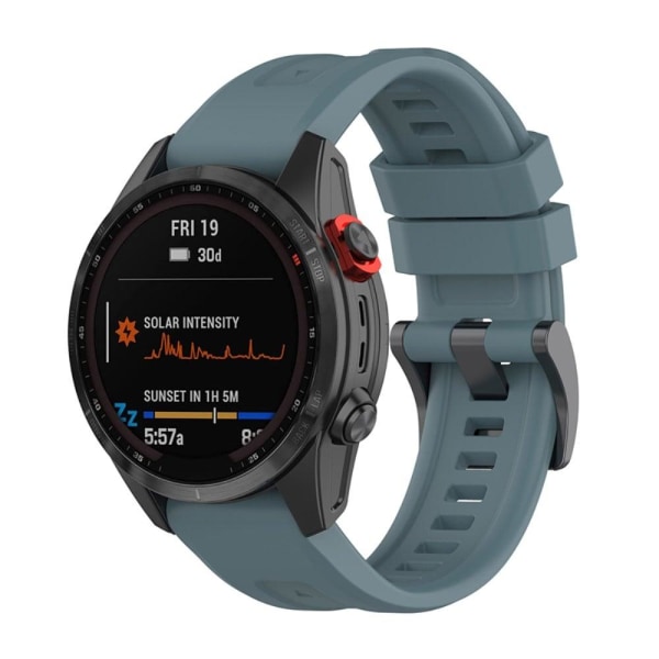 20mm Garmin Fenix 7S / Instinct 2S silikonikellon hihna metallisella soljella - Tummanvihreä Green