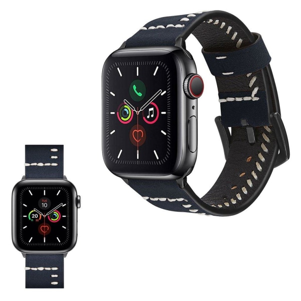 Apple Watch Series 5 / 4 40mm unik syet læderurrem - Blå Blue