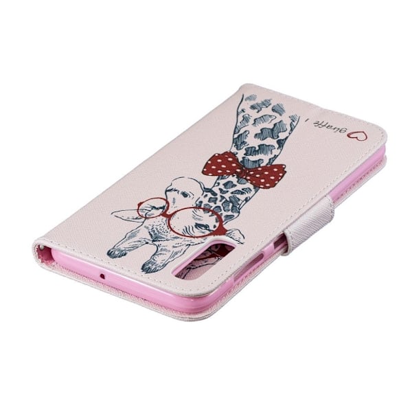 Samsung Galaxy A70 mønstret lædercover - giraf iført briller Multicolor
