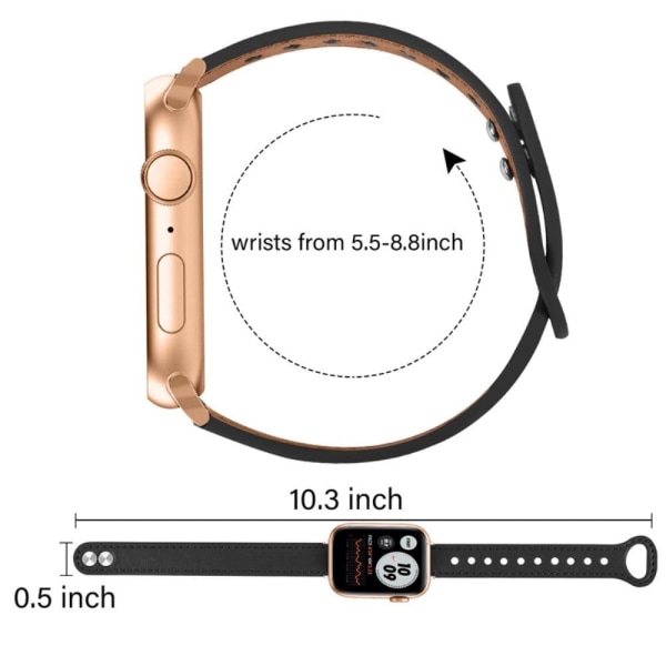 Apple Watch Series 8 (41mm) klockarmband i äkta koskinnläder - Svart Svart