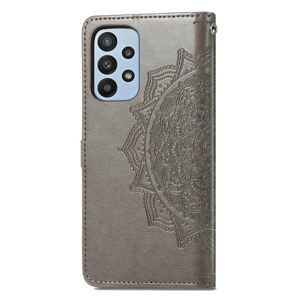 Mandala Samsung Galaxy A23 etui i lær - Grå Silver grey