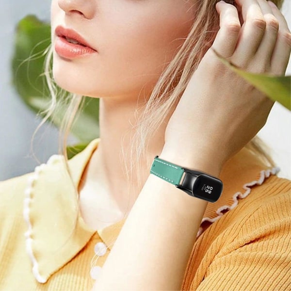 Xiaomi Mi Band 7 urrem i ægte læder af koskind med sort cover - Grøn Green