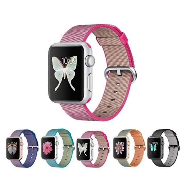 Apple Watch 42mm stilfuld nylon urrem - Sort Silver grey