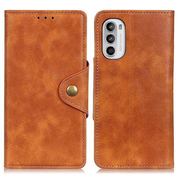 Alpha Motorola Moto G52 læder flip etui - Brun Brown