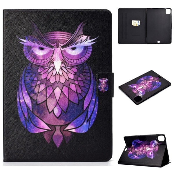 Mønstertryk Læder Stand Tablet Case iPad Pro 11-tommer (2021)/Air (2020)/Air (2022) - Ugle Purple