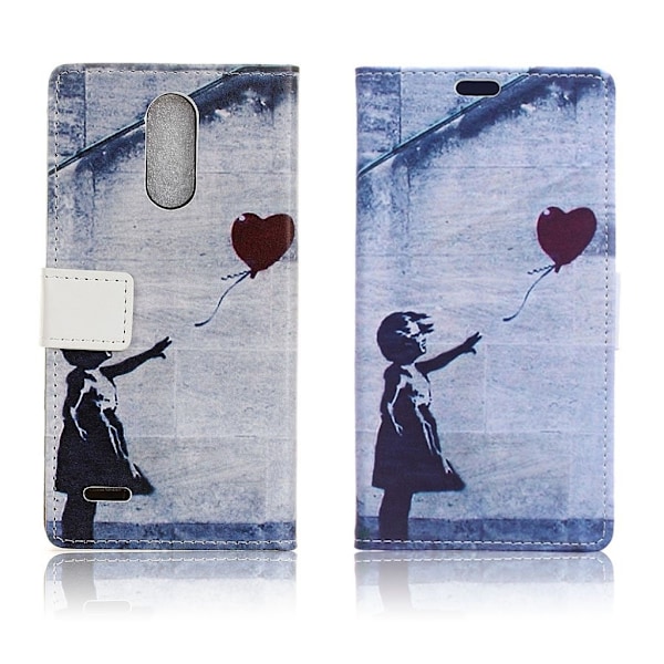 LG K10 2017 mønstret PU-læder flip-etui - Pige I Retrostil Slipper Ballon Løs Blue