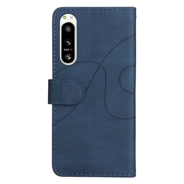 Teksturert læretui med stropp for Sony Xperia 5 IV - Blå Blue