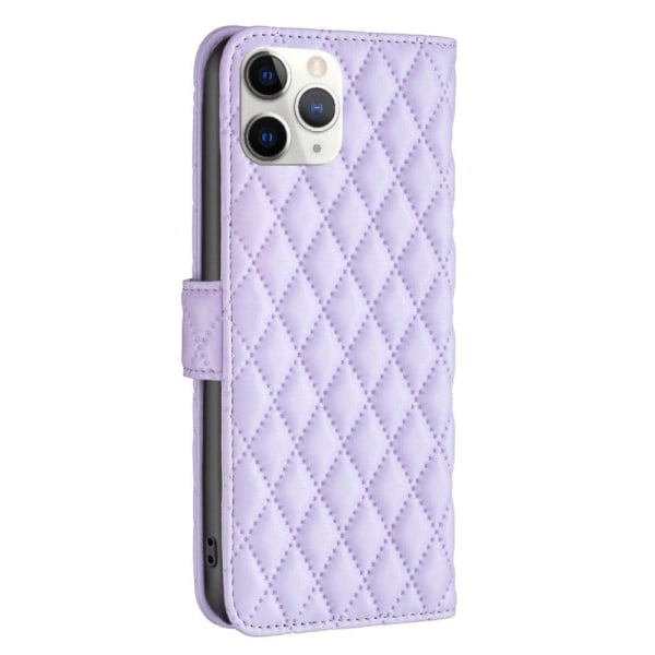 Rombuskuvioinen matta läppäkotelo iPhone 11 Pro Max - Violetti Purple