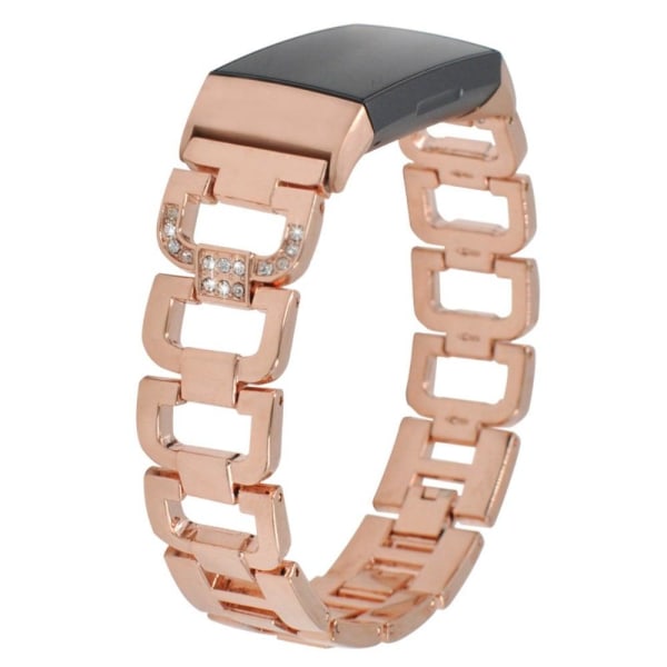 Fitbit Charge 5 aluminiumklockarmband med strassdekor - Roséguld Rosa