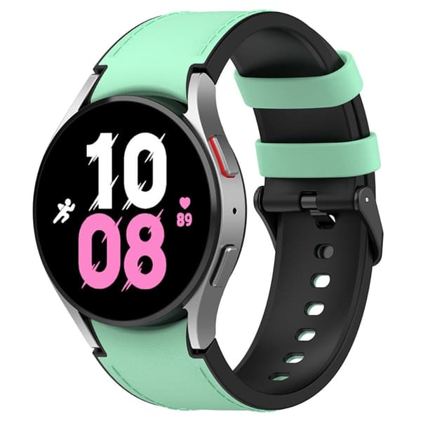 Samsung Galaxy Watch 5 / 4 / 3 (41mm) silikone i læder urrem med sort spænde - Sort Størrelse: L Green