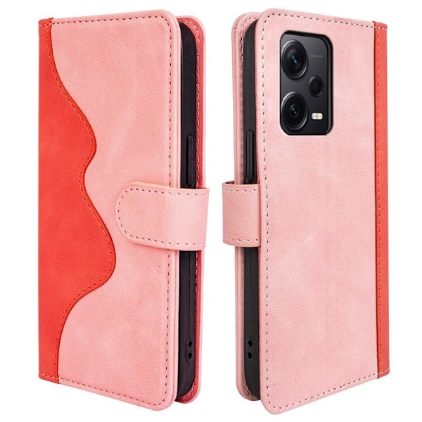 Tvåfärgat Xiaomi Redmi Note 12 Pro Plus fodral i läder - Rosa Rosa