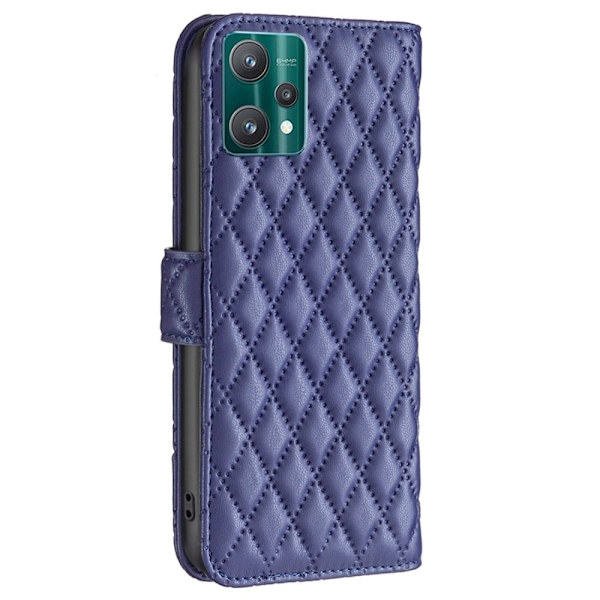 Rombemønster, matt flip-deksel for Realme V25 / Realme 9 Pro - Blå Blue