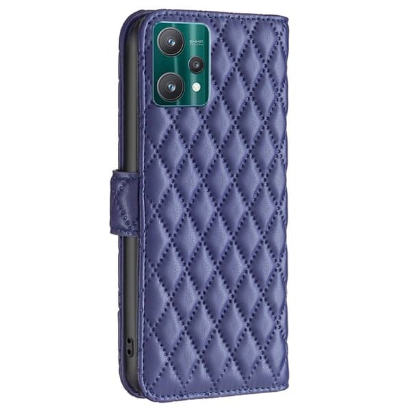 Rombuskuvioinen matta läppäkotelo Realme V25 / Realme 9 Pro - Sininen Blue