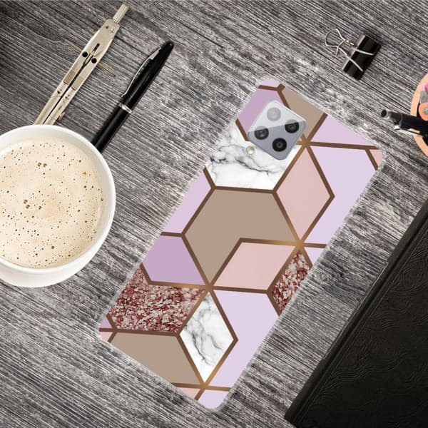 Marble Samsung Galaxy A42 5G Etui - Golden Lush Tile Multicolor