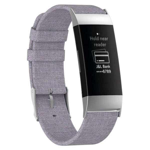 Fitbit Charge 3 snyggt klockarmband i canvas - Grå Silvergrå