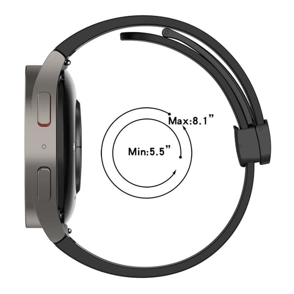 Samsung Galaxy Watch 20mm Watch Band Stylish Silicone Strap with Magnetic Folding Buckle - Light Grey Silver grey
