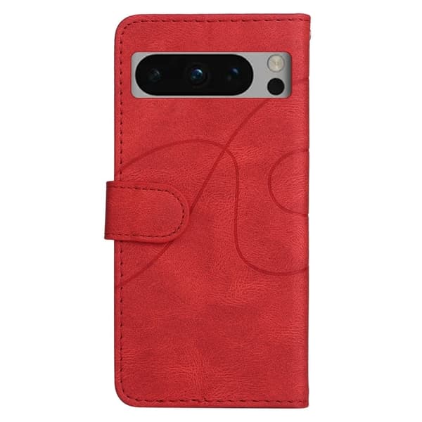 Texturerat läder Google Pixel 8 Pro fodral med handledsband - Röd Röd