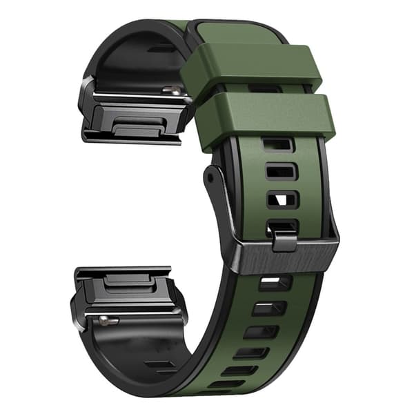 Dobbeltfarvet silikoneurrem til Garmin Watch og Coros Vertix - Militærgrøn / Sort Green