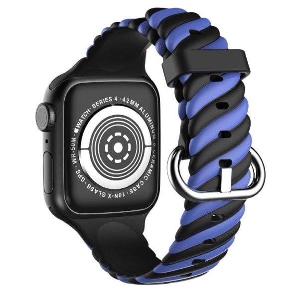 Apple Watch 42mm - 44mm ainutlaatuinen väri twist silikoni ranneke - Sininen / Musta Blue