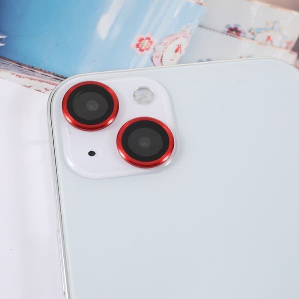 2 st iPhone 13 Mini AGC kameralinsskydd av härdat glas - Röd Röd