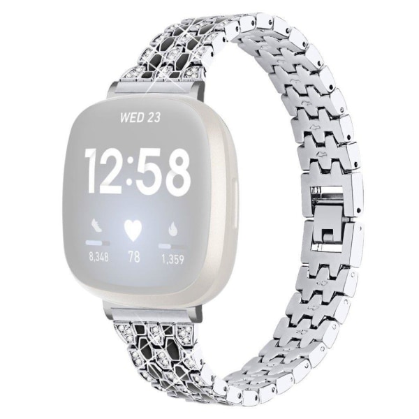 Fitbit Sense / Versa 3 shiny rhinestone décor watch band - Silver Silvergrå