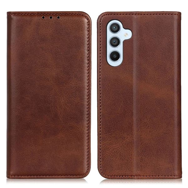 Flip Etui med Pung i Ægte Læder til Samsung Galaxy A24 4G - Kaffe Brown