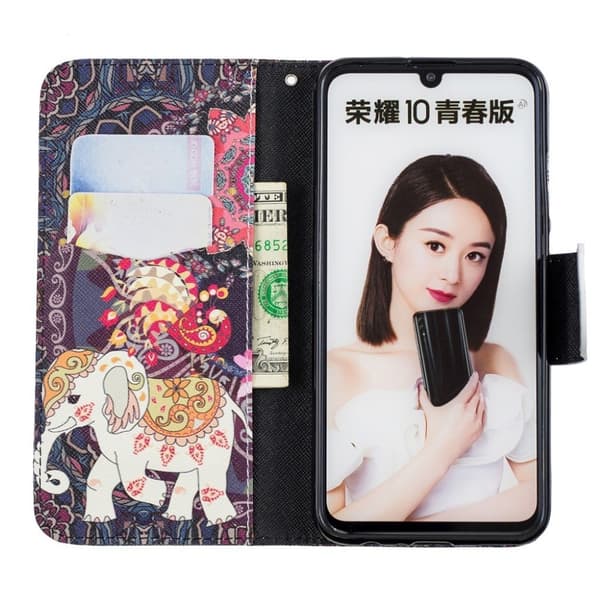 Wonderland Huawei P Smart 2019 flip veske - Elefant og påfugl Multicolor