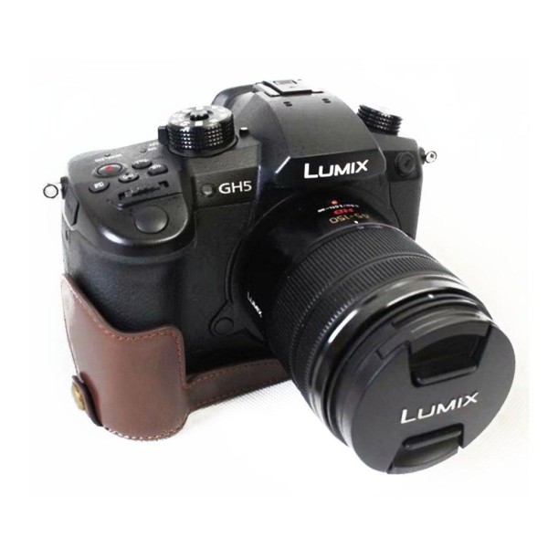 Panasonic Lumix DC-GH5 beskyttelsesetui i kunstlæder - Kaffe Brown