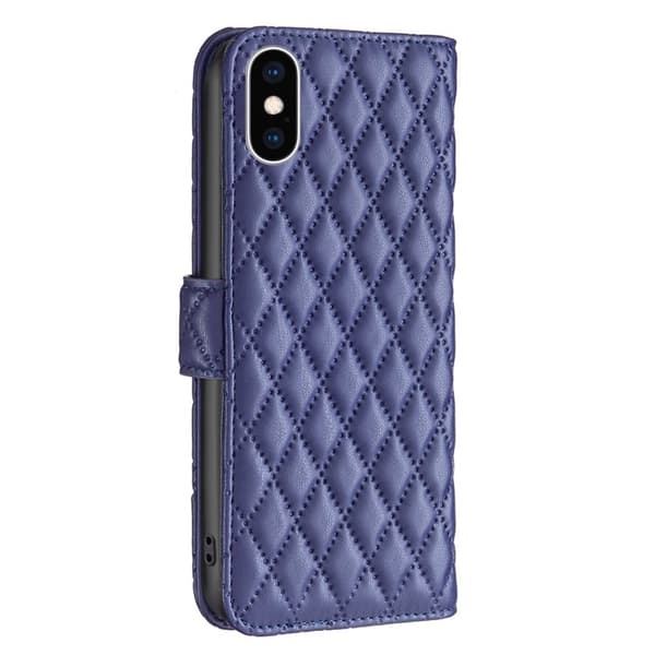 Rombemønster, matt flip-deksel for iPhone Xs Max - Blå Blue