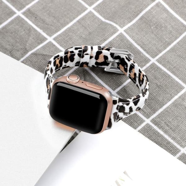Apple Watch Series 5 40mm leopard ægte læder Urrem - Gul Yellow